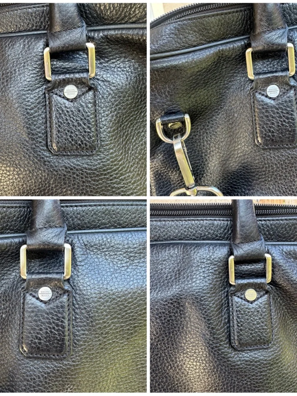 BRUNO MAGLI Black Leather Briefcase with strap